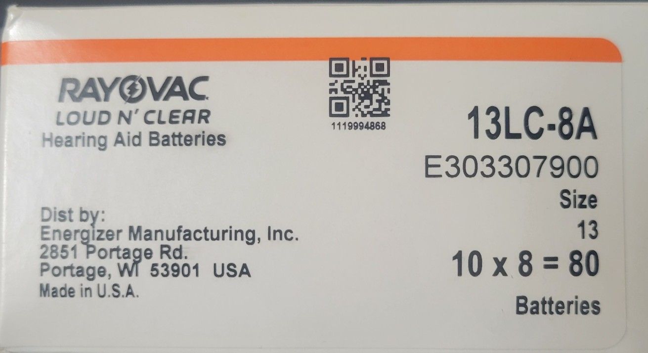 Rayovac P13 Heading Aid Batteries