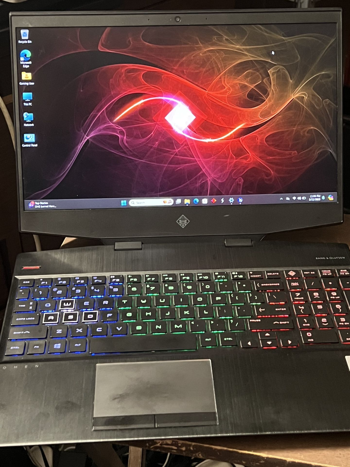 HP Omen 15 Gaming Laptop Intel Core i7-10th Gen 16GB RAM 256GB SSD + 1TB HDD GTX 1660Ti 6GB Win 11 RGB Keyboard, Good Battery , Charger.