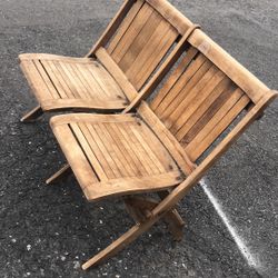 Double wooden folding chairs