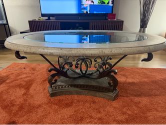Glass coffee table (faux marble)