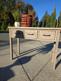 Entry Console Table (3 Drawers + Built-In Power/USB