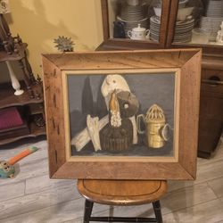 1980s Western oil painting 