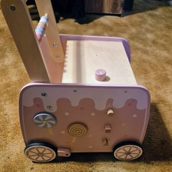 Wooden Ice Cream Parlor Baby Walker And Activities. Push Height 20in Good Condition 