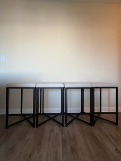 Set of 4 Mercana Counter Height Stools 26” (Beige and Matte Black)