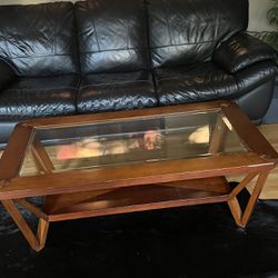 Coffee Table-solid Wood And Glass