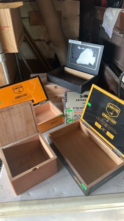 Empty wooden cigar boxes