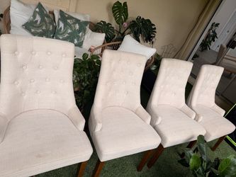 Set of 4 Beige Dining Chairs