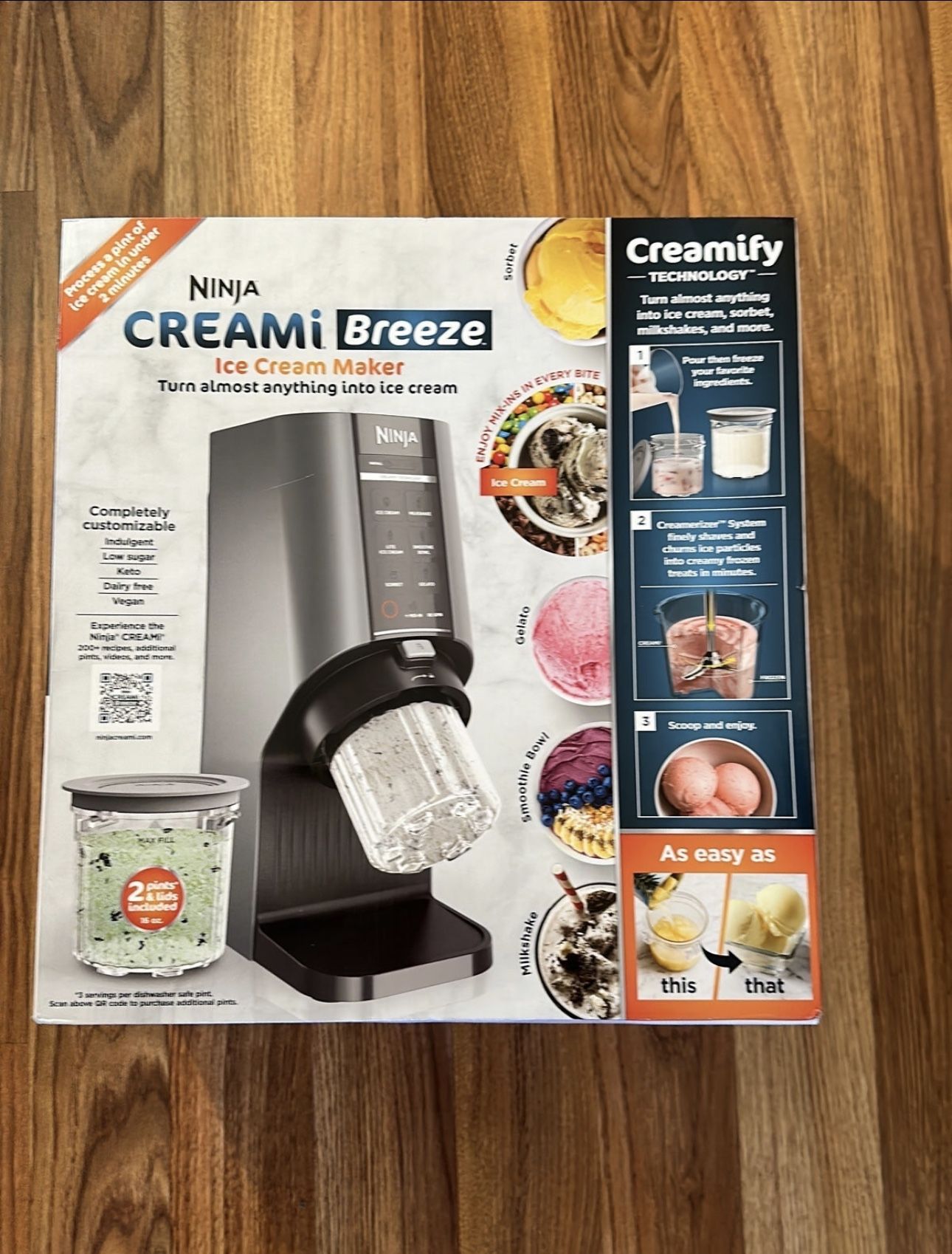 Ninja creami breeze + 2 16 ounce pints for Sale in Moorpark, CA - OfferUp