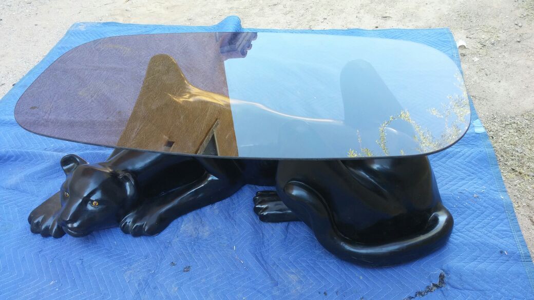Rare black jaguar coffee table