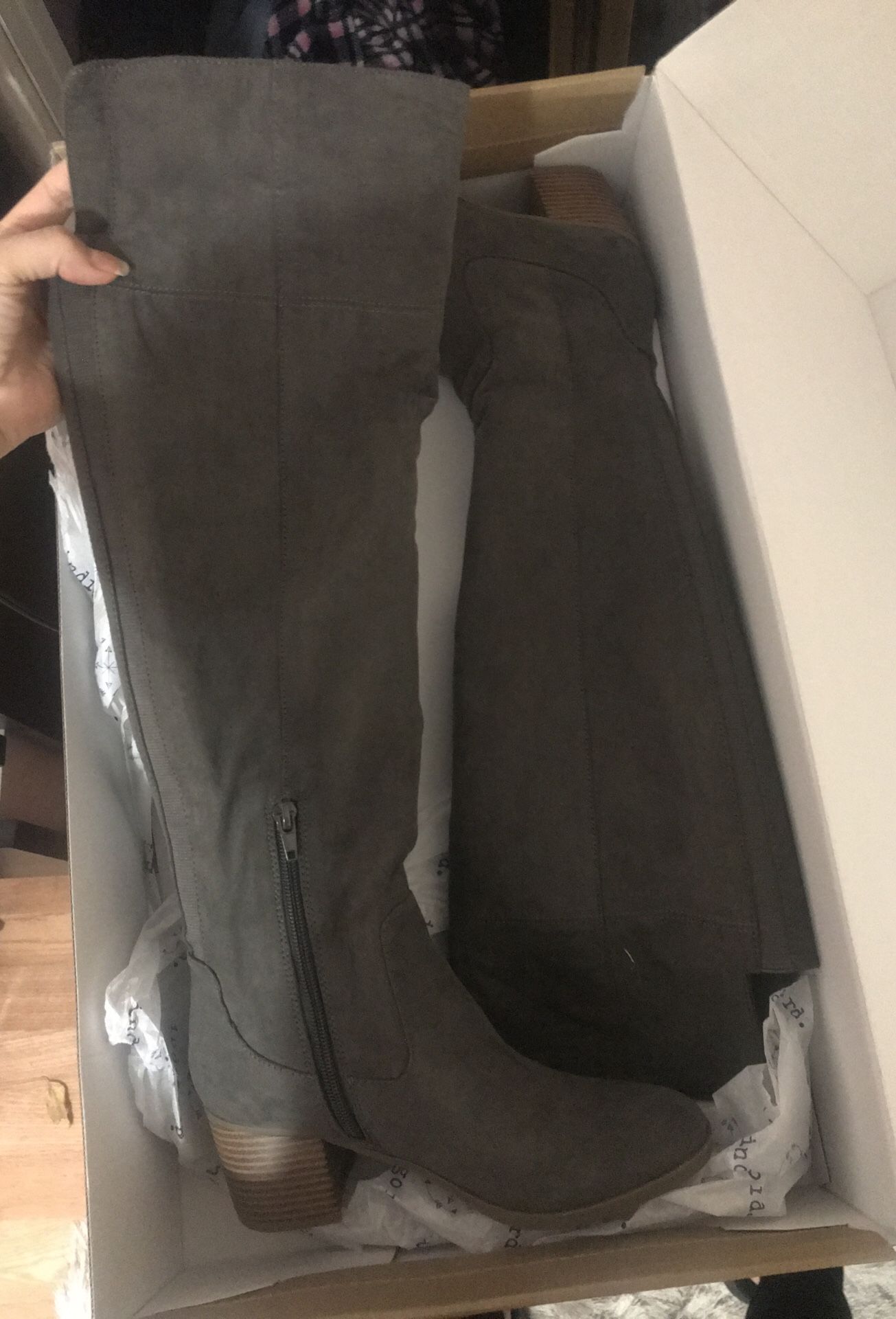 Grey suede boots