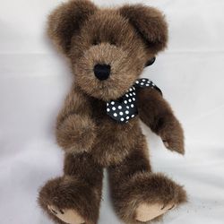 Boyd's Bears bear with black ribbon with white Polka Dots 10"