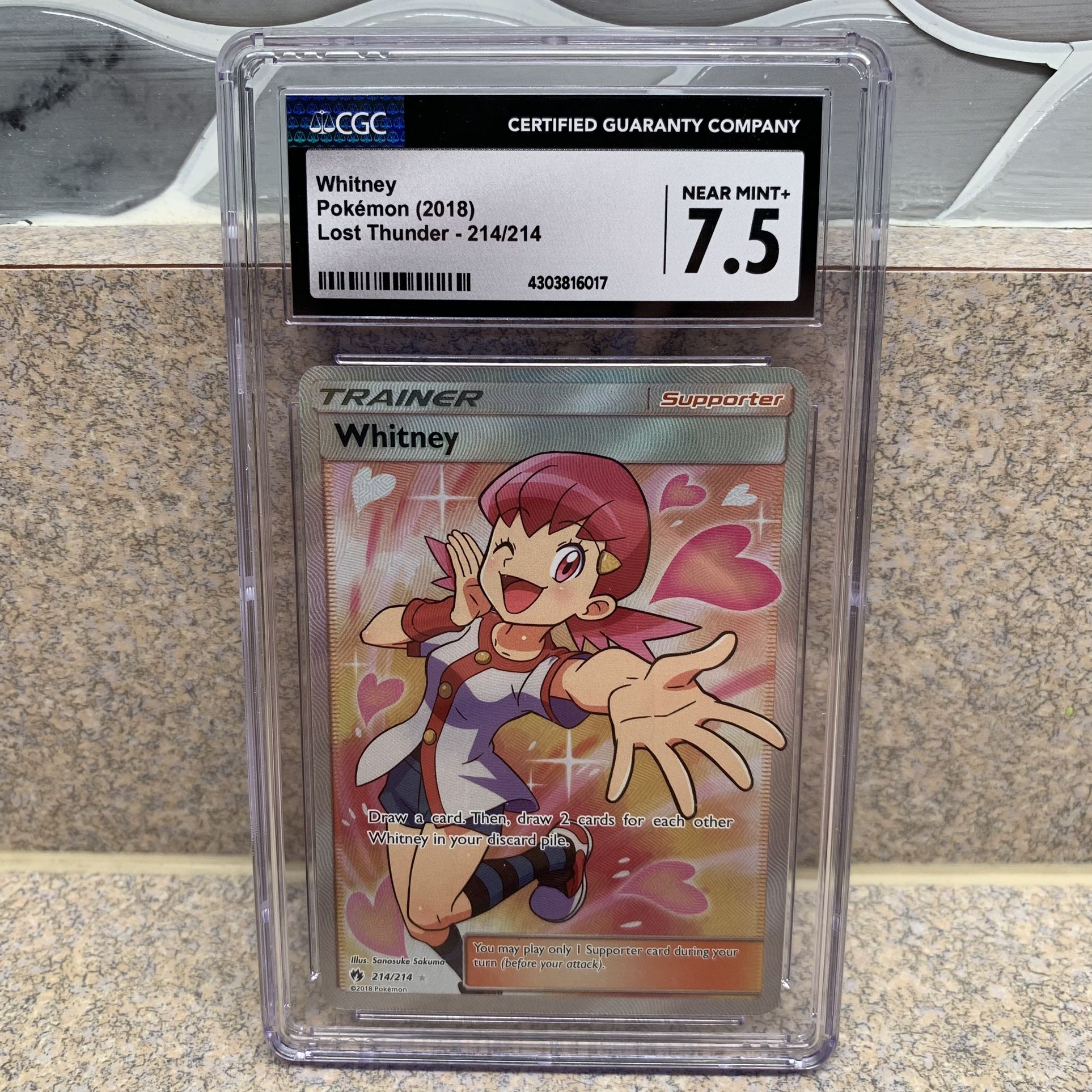 2018 Pokemon Sun & Moon Lost Thunder FA Whitney 214 CGC 7.5 Near Mint + PLZ READ