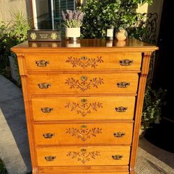 Vintage Wooden Hand Carved Dresser