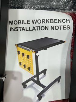 Mobile Work Table With Rolling Wheels,Adjustable Height Workbench From 36" To 50",Mechanic Work Table with 150lbs Load Capacity for workshop, factory,