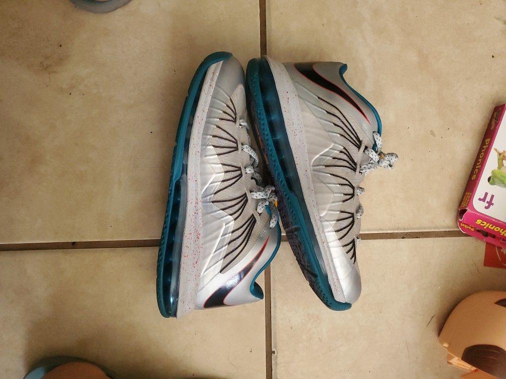 Nike Air Max LeBron 10 Low Tropical Teal Platinum 2013 Size