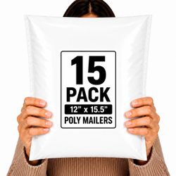 POLY MAILERS 12X15.5 WHITE SELF SEAL SHIPPING BAGS 5/10/15/25/100+ PACKS