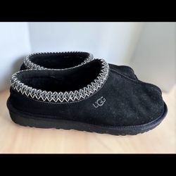 UGG Tasman Slippers sz 11 Unisex Mens Womens Slip On Clogs Black Suede Adults GUC