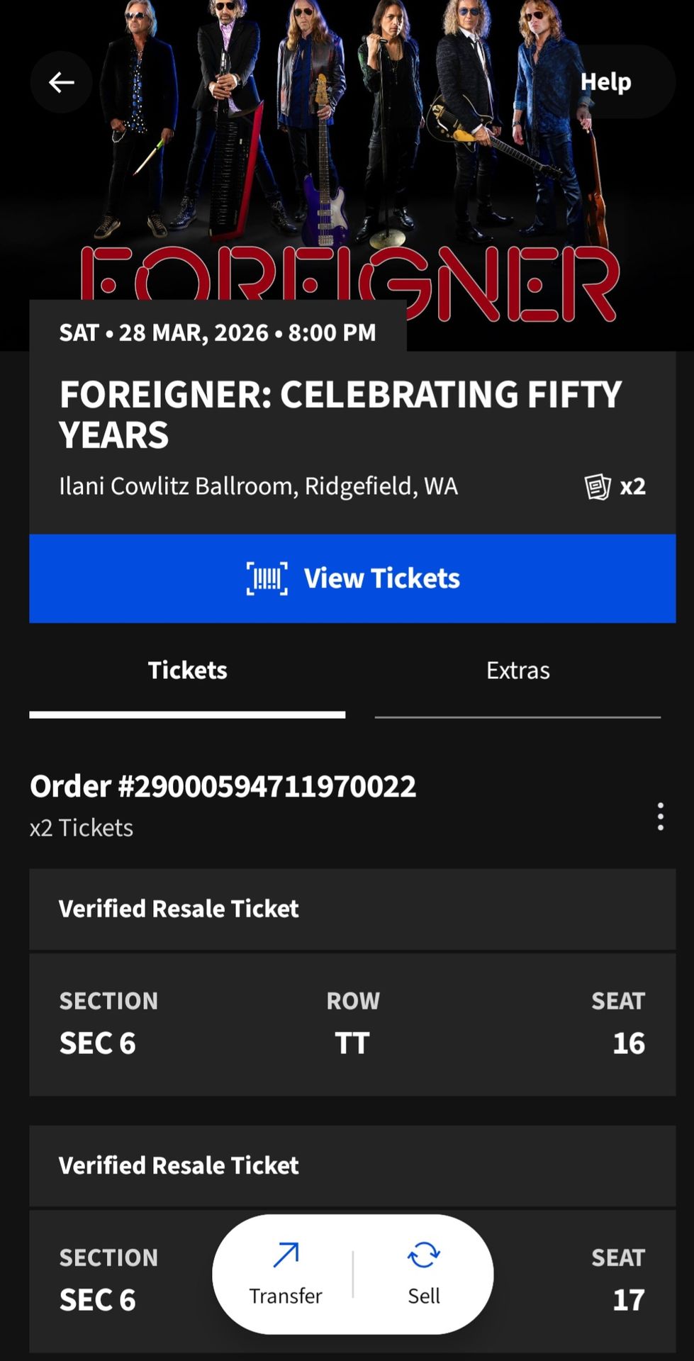 2 foreigner tickets