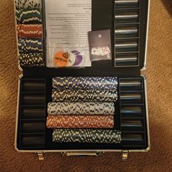 Poker Chips And Cards  W/ Automatic Shuffler