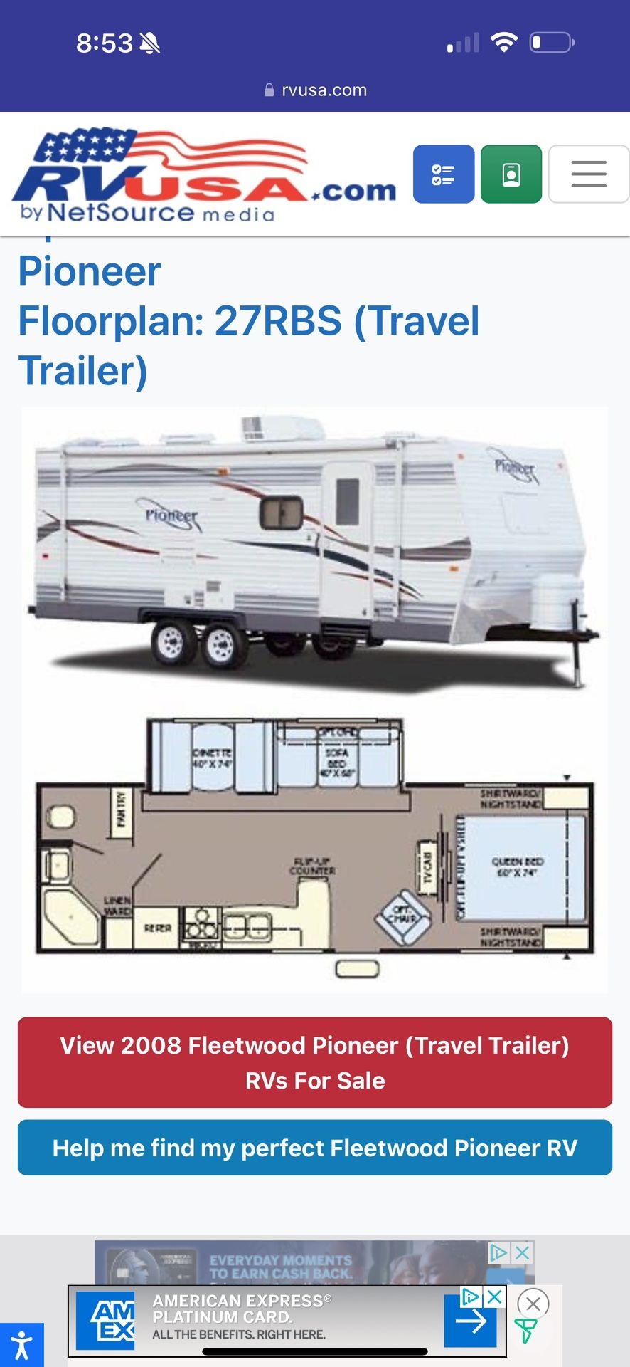 Pioneer Travel Trailer 