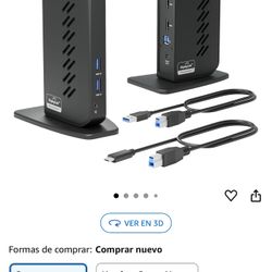 Plugable Estación de acoplamiento universal USB 3.0 y USB-C para laptop con 2 puertos HDMI para Wind