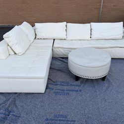 BoConcept White Leather 6 Seat  Sectional Sofa