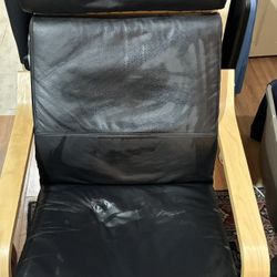 IKEA POÄNG Armchair - Black Leather 