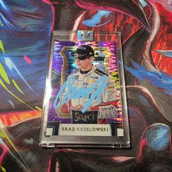 Purple select personally autographed Brad Keselowski Panini select card with authenticity.