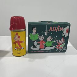 Vintage Alvin And The Chipmunks Lunch Box With Thermos 