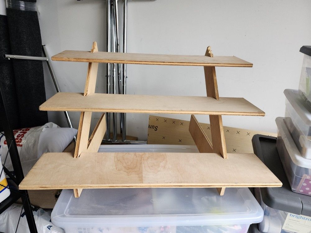 Display stands, collapsible, wood, set of 2