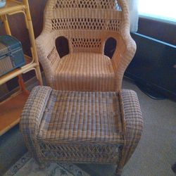 Wicker Rocking Chair With Footrest 