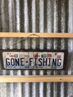 GONE-FISHING License Plate Sign