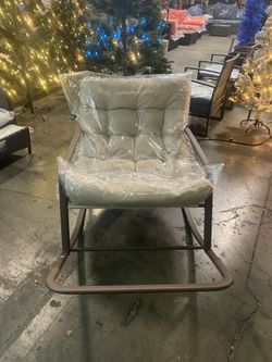 New Assembled, Rocking Lounge Chair Indoor Outdoor Recliner with Footrest & Cushion, 450lbs Weight Capacity