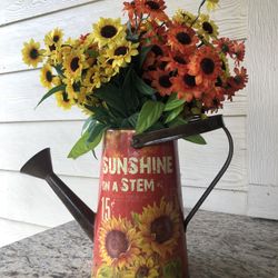 Decorative Watering Can With Sunflowers