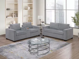 Brand New Grey Corduroy Sofa &Loveseat