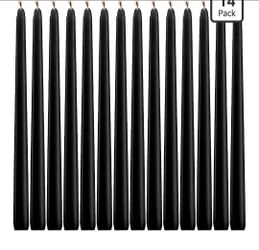 14 Unscented Black Taper Candle,10 inch Tall and 3/4 inch Thick,7.5 hrs Clean Burning,Dripless Candles