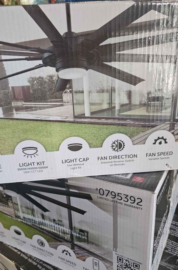 Fanimation Studio Collection Slinger v2 72-in Matte Black Color-changing Integrated LED Indoor/Outdoor Ceiling Fan with Light and Remote (9-Blade) #82
