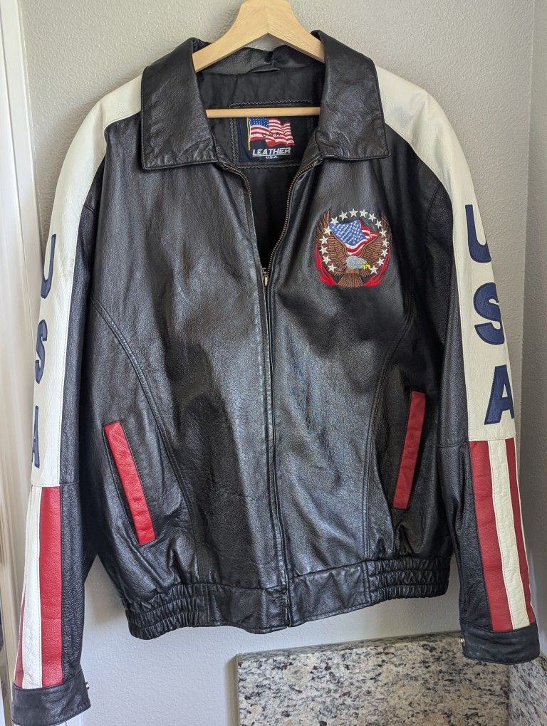 American Flag Men's Genuine Leather Jacket
