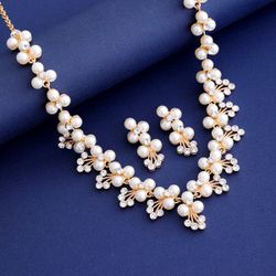 Beaded Bridal Necklace Set - Wedding Necklace Jewelry for Wedding Gown Accessories - Decorative Set - Rose 