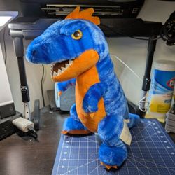 Build A Bear Blue Stripes T-Rex Stuffed Animal Plush Orange And Blue BAB 