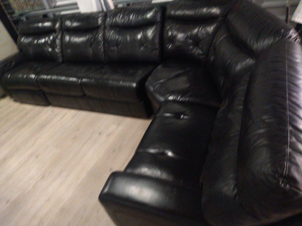 SECTIONAL GENUINE LEATHER RECLINER ELECTRIC BLACK COLOR... DELIVERY SERVICE AVAILABLE β
ππ₯