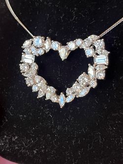Sterling silver, CZ heart pendant, magnificent Sterling silver, CZ heart pendant, magnificent