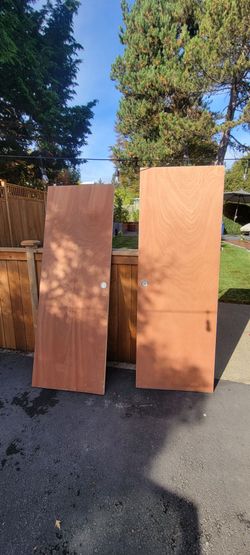 Two 28 in. x 80 in. Unfinished Flush Hardwood Interior closet Door Slab