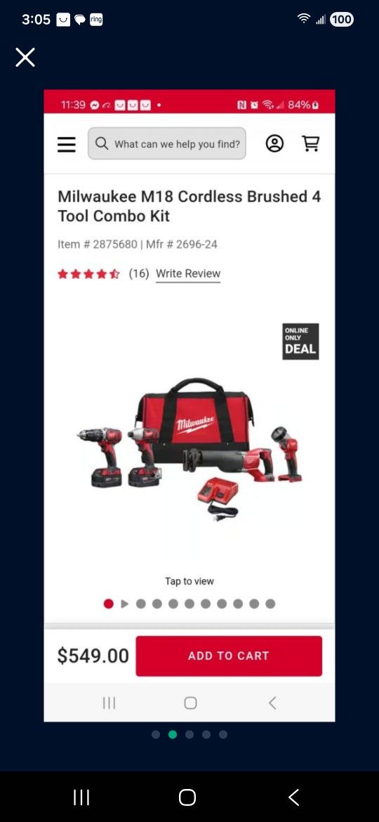Milwaukee 4 Tools Set