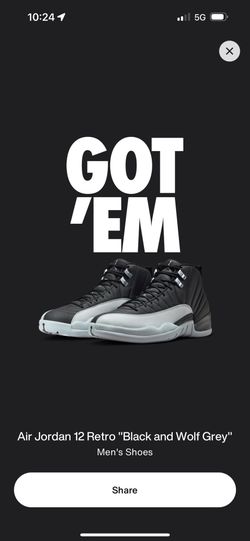 Jordan Retro 12 Black Wolf grey Size 9