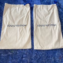 A Pair of Louis Vuitton Storage Dust Bags for Shoes Drawstring 15.7” x 9.0"