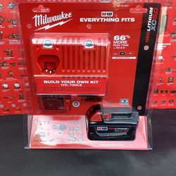 MILWAUKEE M18 18V LITHIUM -ION XC STARTER KIT WITH ONE 5.0 AH BATTERY AND CHARGER 