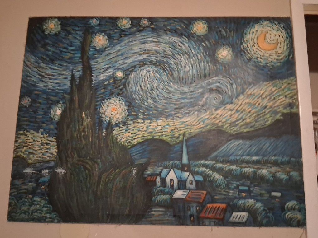 $300 LARGE STARRY NIGHT PAINTING