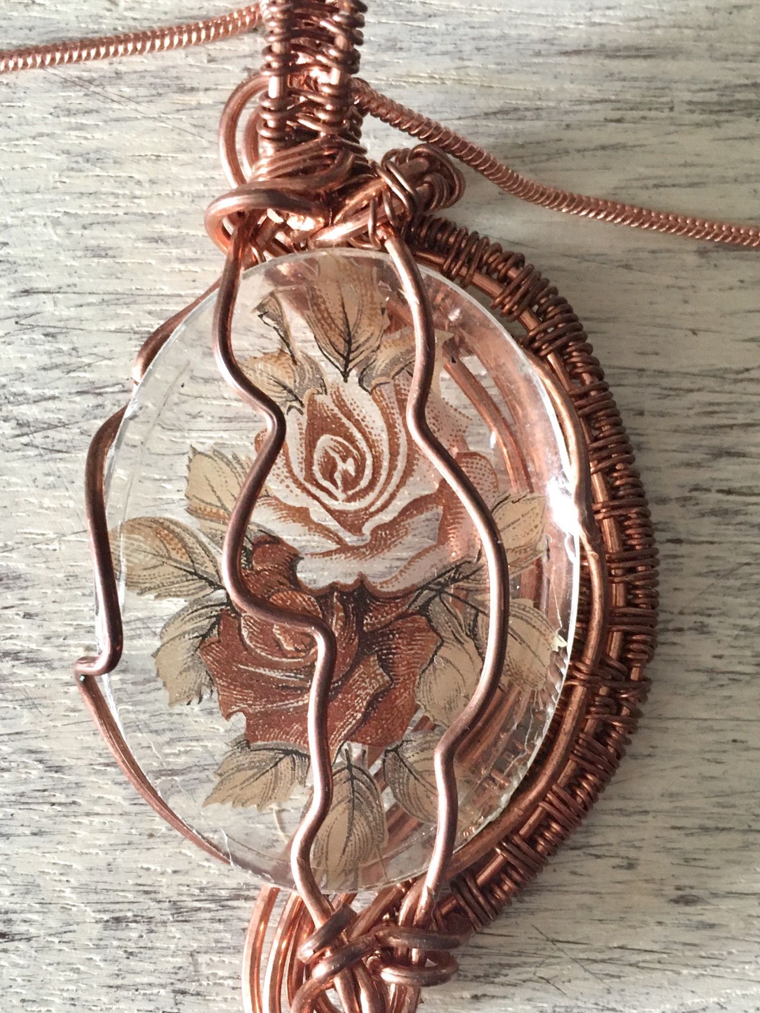 Handcrafted Copper Wrapped pendant necklace