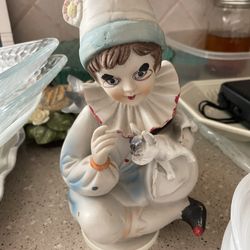Vintage Porcelain Clown Music Box 